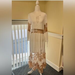 For Love and Lemons white midi dress with lace details